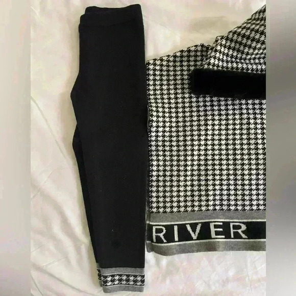 River Island Size 4-5 Years Old Black and White Houndstooth Girls - Picture 3 of 5